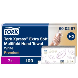 Tork 600297 Xpress Essuie-mains interfolis blancs H2, extra-doux, 7x 100 feuilles