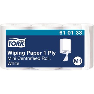 Tork 610133 Bobine de Papier d&rsquo;Essuyage  Dvidage Central blanc M1, essuyage mains et surfaces, 3 x 120 m